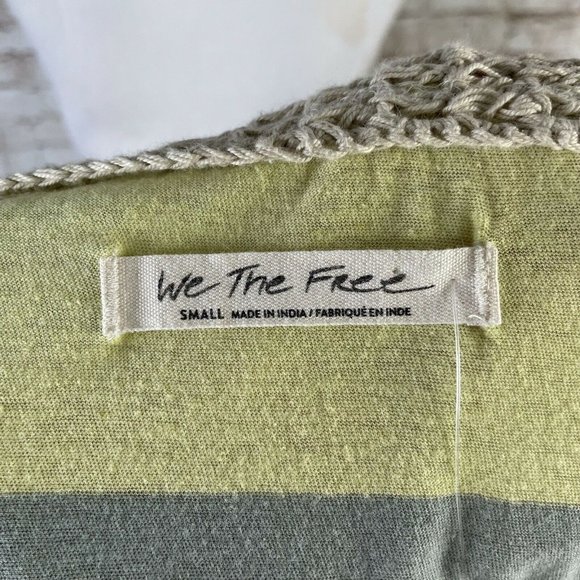 Free People Luca Crochet Stripe Tank Top Tunic Dress Merida Combo S New - Picture 6 of 9